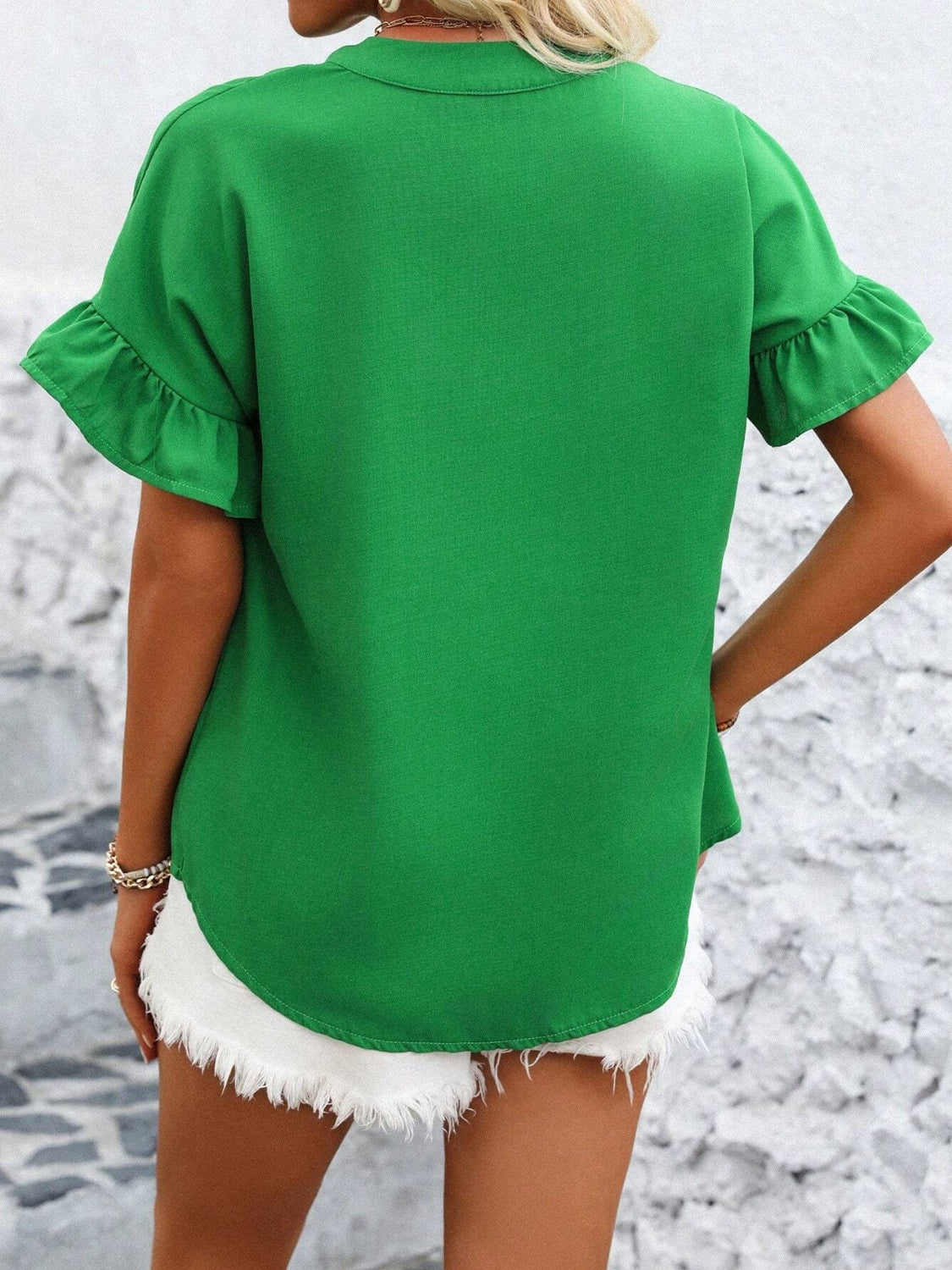 Button Down Ruffled Short Sleeve Shirt (7 Colors) Shirts & Tops Krazy Heart Designs Boutique