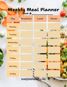 Weekly Meal Planner Journal journal Krazy Heart Designs Boutique   