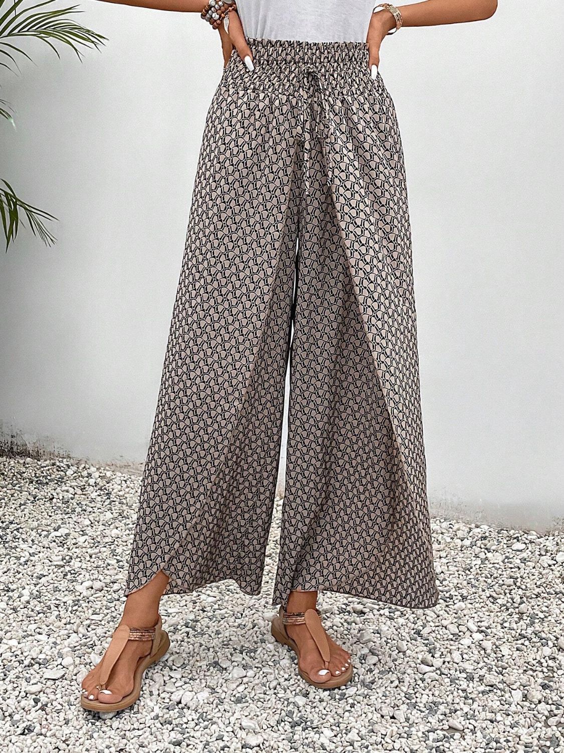 Tied Printed Wide Leg Pants (5 Colors) pants Krazy Heart Designs Boutique