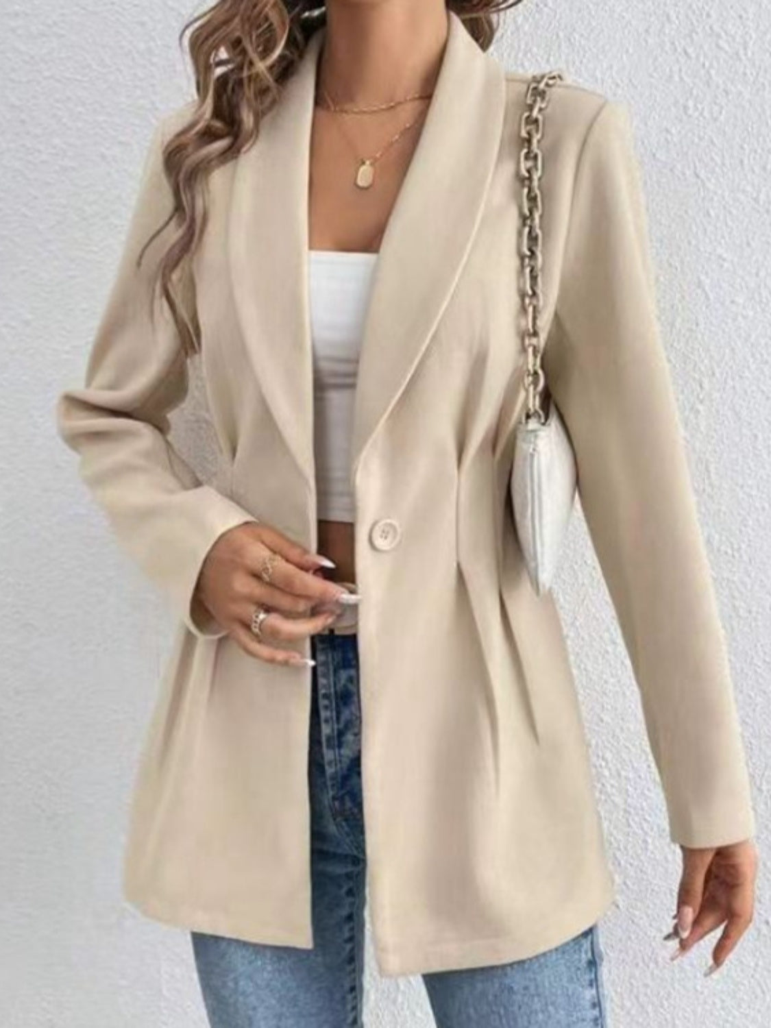 One Button Long Sleeve Blazer Blazer Krazy Heart Designs Boutique