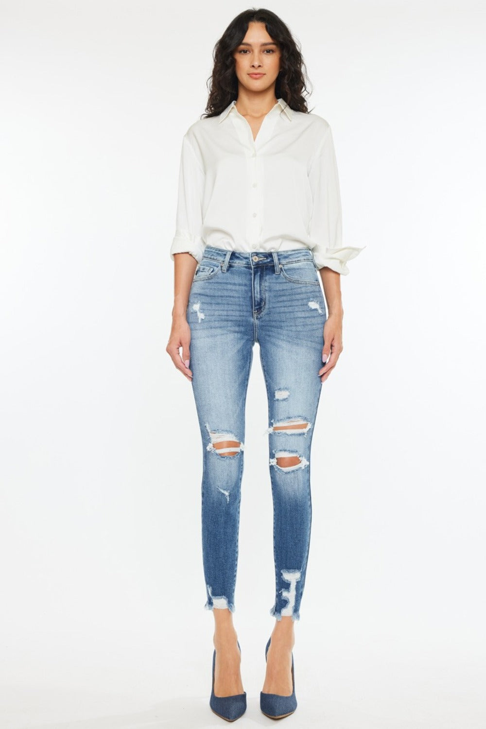 Kancan High Rise Frayed Ankle Skinny Jeans jeans Krazy Heart Designs Boutique
