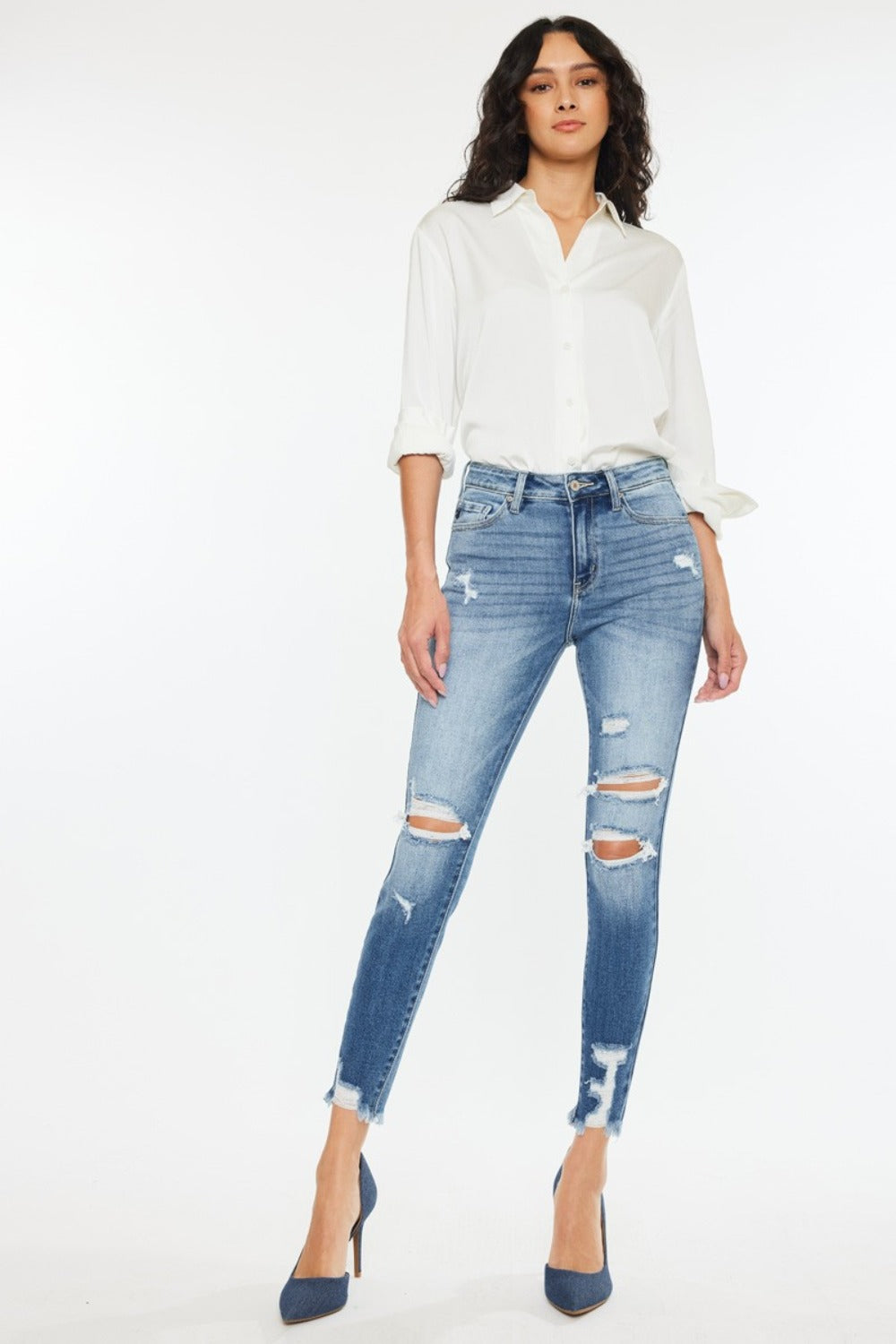 Kancan High Rise Frayed Ankle Skinny Jeans jeans Krazy Heart Designs Boutique