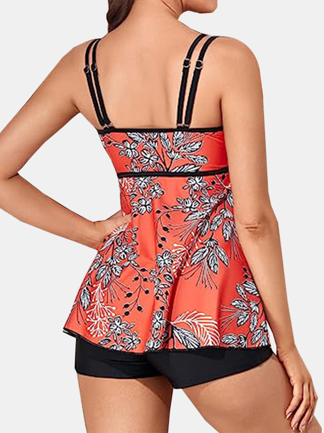 Floral Printed Scoop Neck Two-Piece Swim Set (4 Designs) Shirts & Tops Krazy Heart Designs Boutique   