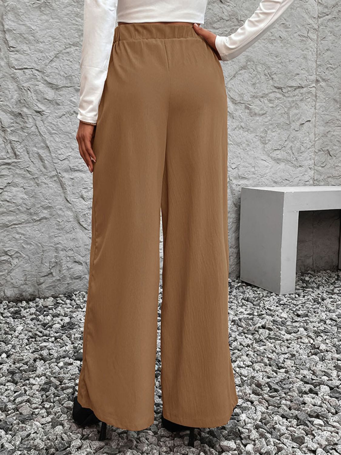 Casual Tied High Waist Wide Leg Pants pants Krazy Heart Designs Boutique