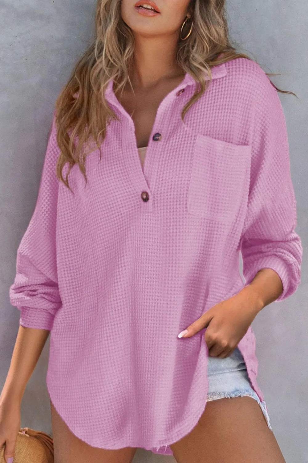 Half Button Long Sleeve Sweatshirt (6 Colors) Shirts & Tops Krazy Heart Designs Boutique Lilac S 