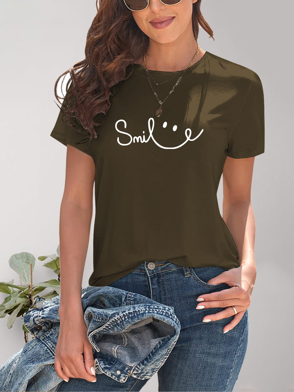 SMILE Round Neck Short Sleeve Tee (7 Colors) T-Shirt Krazy Heart Designs Boutique   