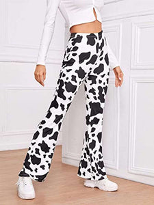 Cow Print High Waist Flare Pants  Krazy Heart Designs Boutique Cow Print S 