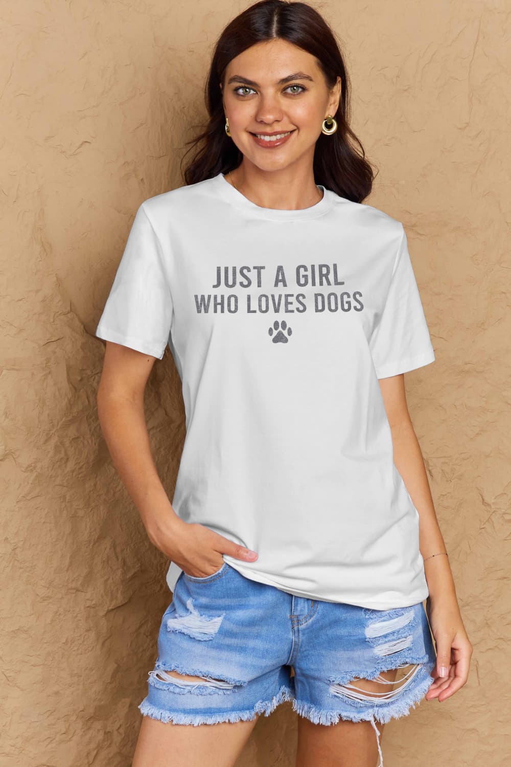 Simply Love Brand-Just a Girl Who Loves Dogs Cotton Tee (5 Colors) T-Shirt Krazy Heart Designs Boutique   