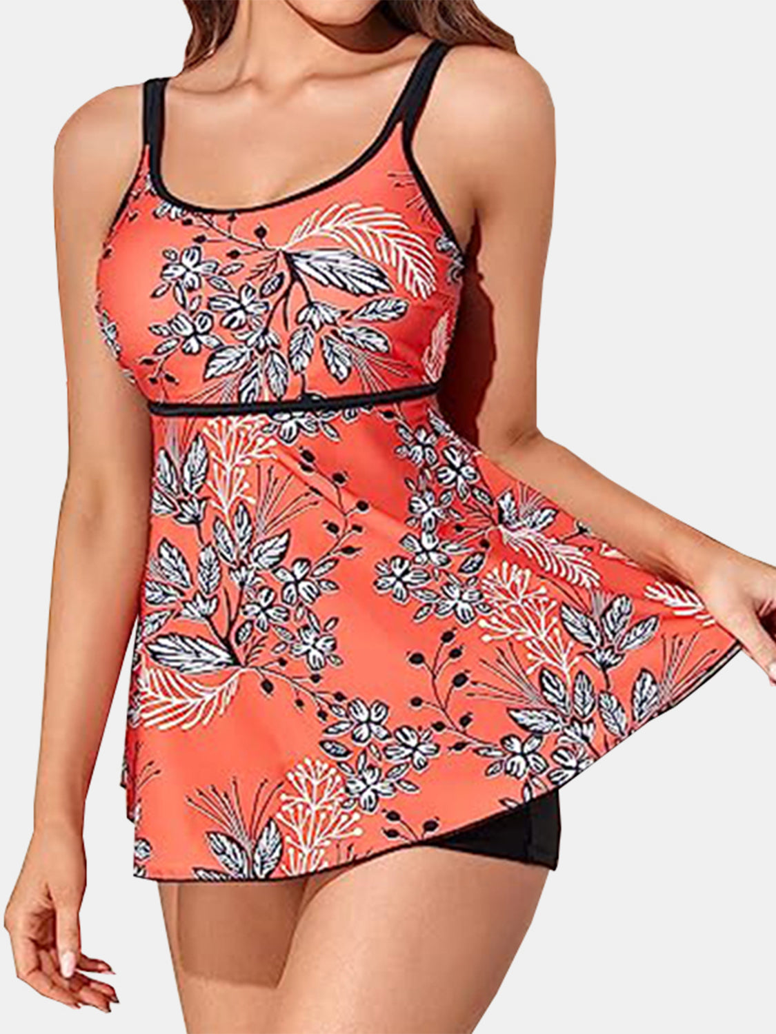 Floral Printed Scoop Neck Two-Piece Swim Set (4 Designs) Shirts & Tops Krazy Heart Designs Boutique   