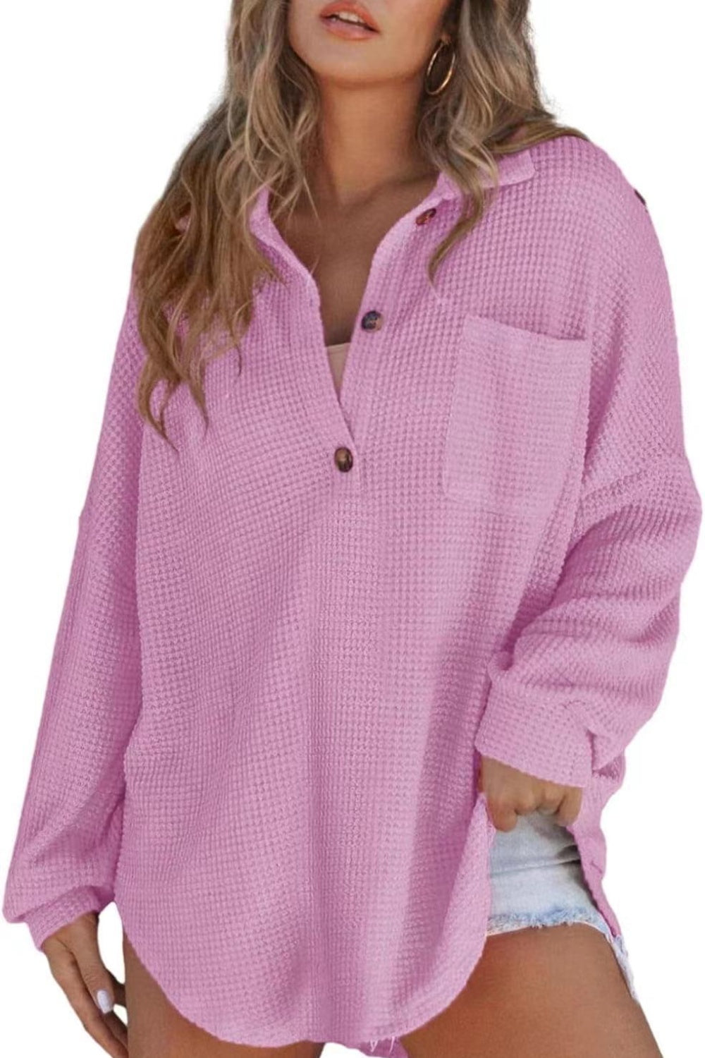 Half Button Long Sleeve Sweatshirt (6 Colors) Shirts & Tops Krazy Heart Designs Boutique   