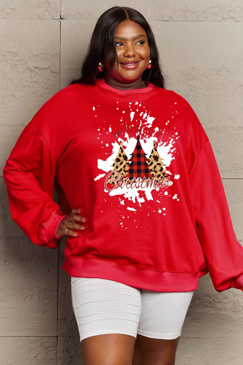 Simply Love Full Size MERRY CHRISTMAS Graphic Sweatshirt (3 Colors) Shirts & Tops Krazy Heart Designs Boutique   