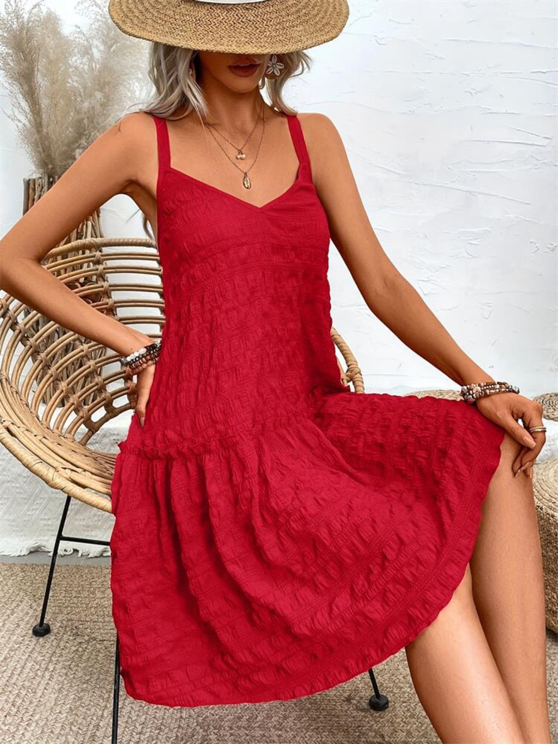 Crisscross Double Spaghetti Straps Tiered Cami Dress Dress Krazy Heart Designs Boutique