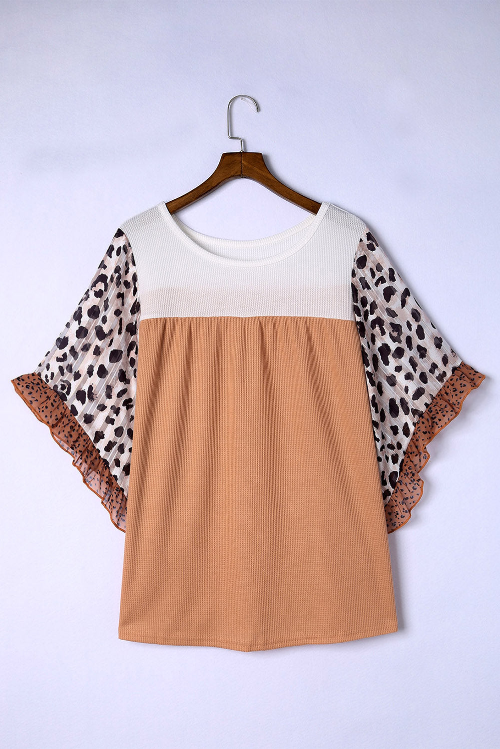 Plus Size Printed Color Block Ruffled Blouse (2 Colors) Shirts & Tops Krazy Heart Designs Boutique Ochre 1X 