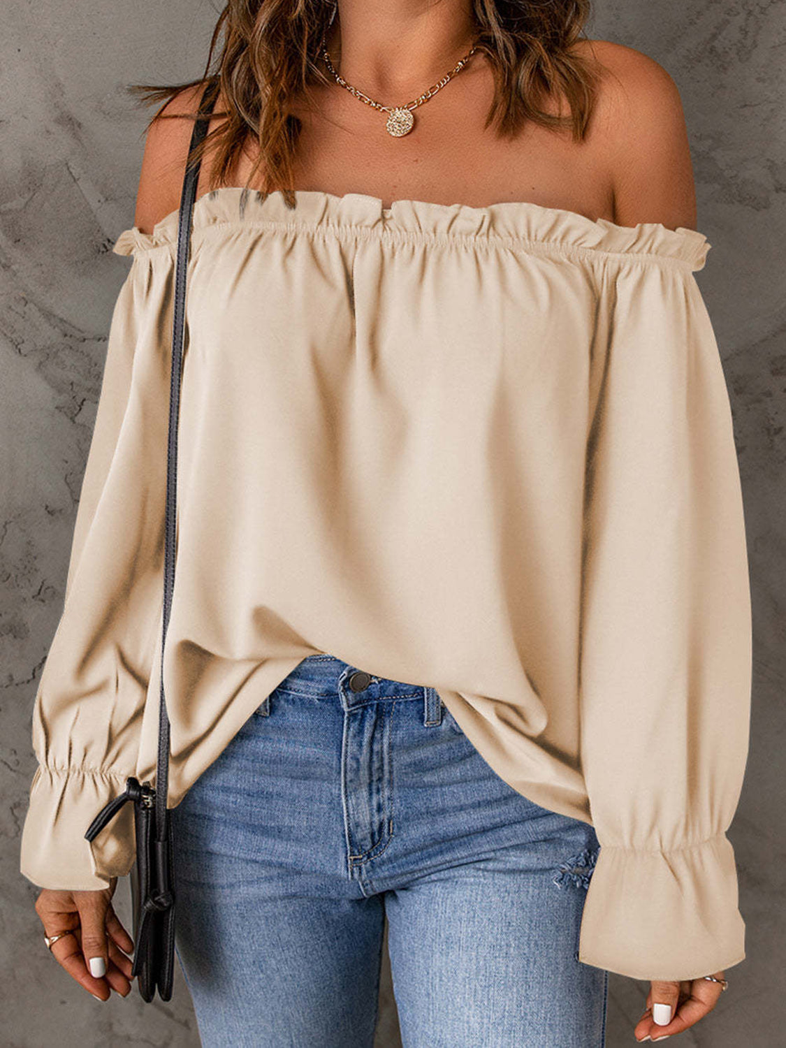 Off-Shoulder Flounce Sleeve Blouse (4 Colors) Shirts & Tops Krazy Heart Designs Boutique   