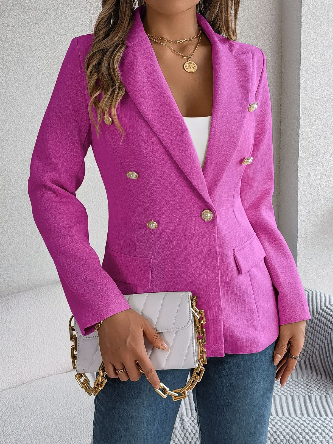 Decorative Button Pocket Flap Lapel Collar Blazer (3 Colors) Blazer Krazy Heart Designs Boutique