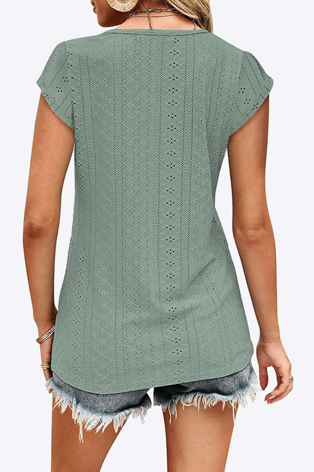 Eyelet Contrast V-Neck Tee (6 Colors)  Krazy Heart Designs Boutique   