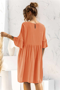 Boat Neck Flounce Sleeve Knee-Length Dress (2 Colors)  Krazy Heart Designs Boutique   