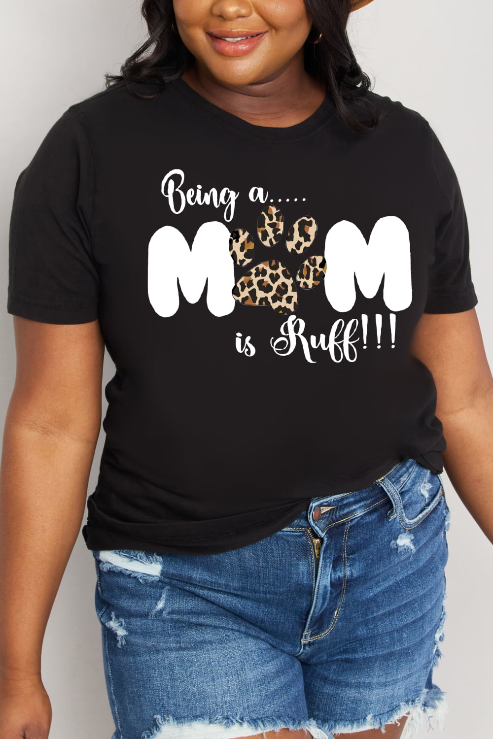 Simply Love Brand-BEING A MOM IS RUFF Graphic Cotton Tee (2 Colors) T-Shirt Krazy Heart Designs Boutique   