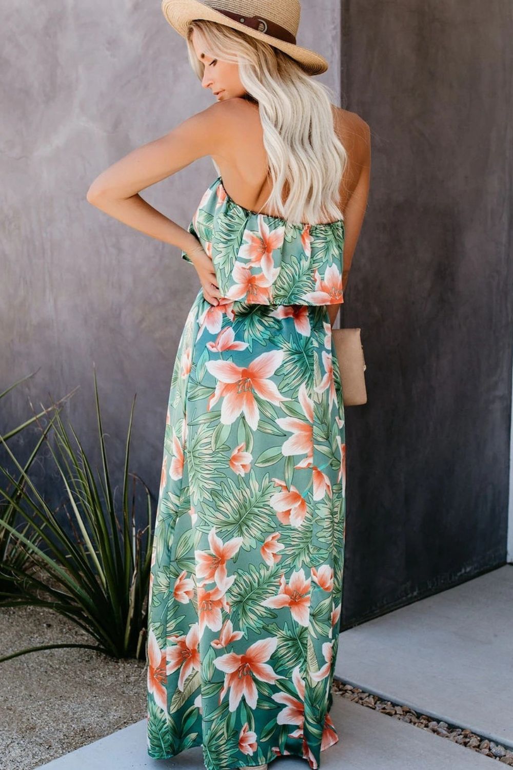 Slit Tropical Sleeveless Tube Dress Dress Krazy Heart Designs Boutique