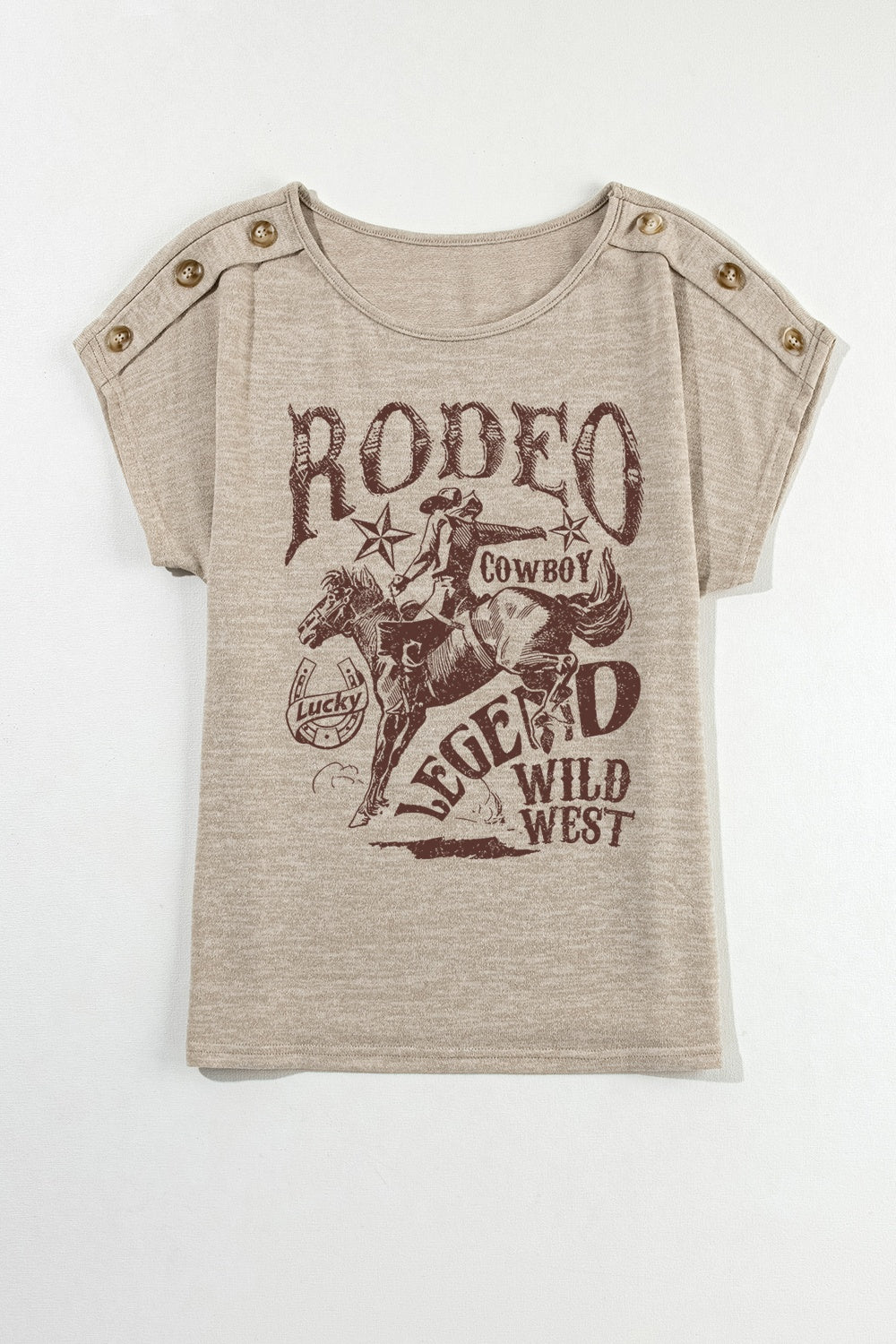 Decorative Button RODEO LEGEND WILD WEST Tee T-Shirt Krazy Heart Designs Boutique   