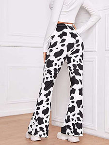 Cow Print High Waist Flare Pants  Krazy Heart Designs Boutique   