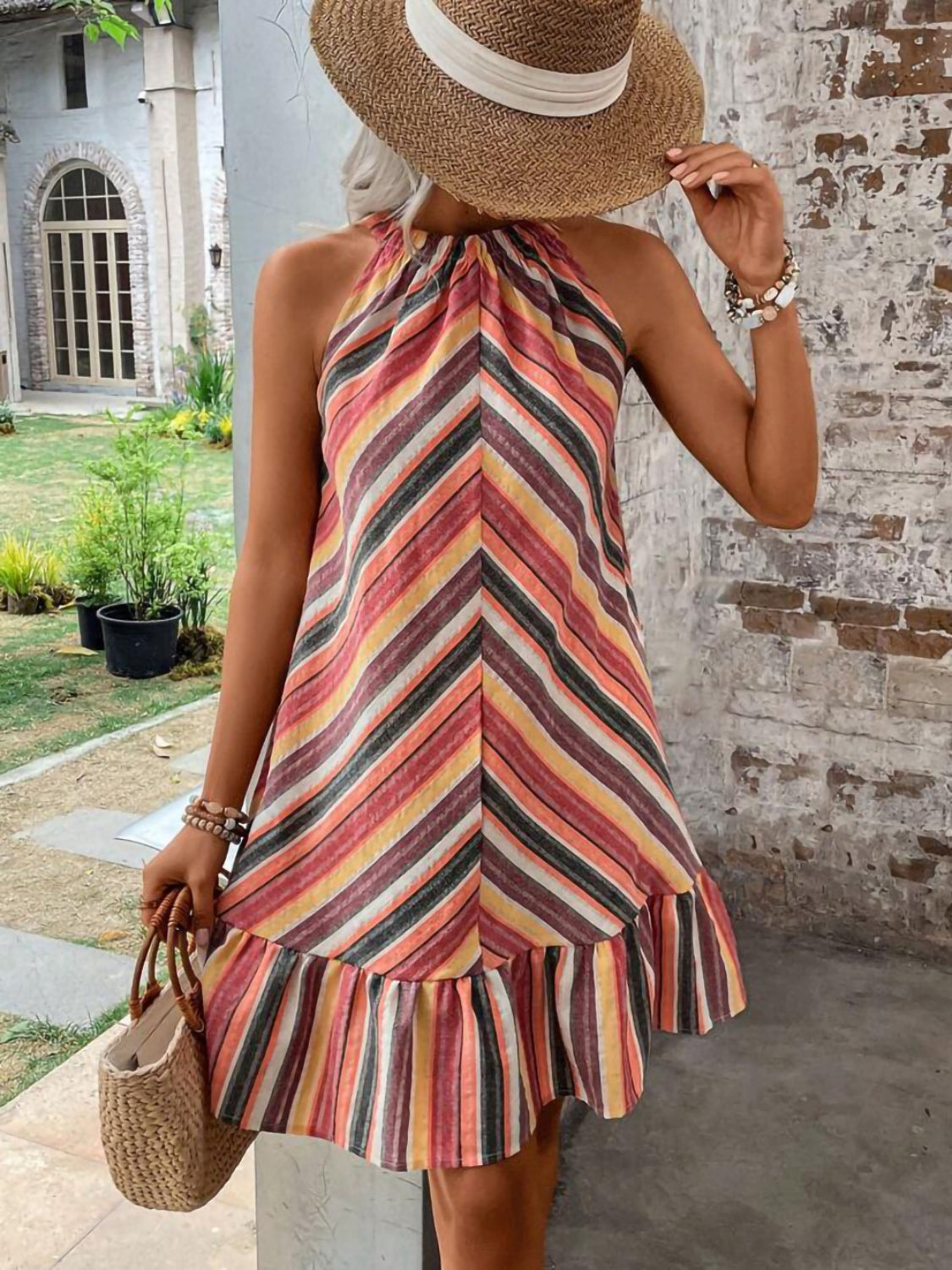 Striped Grecian Neck Dress Dress Krazy Heart Designs Boutique   