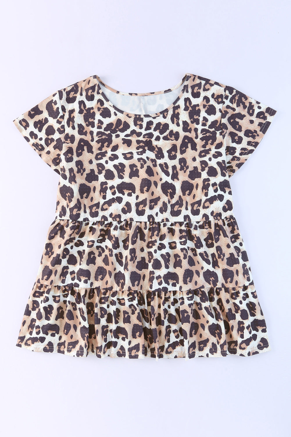 Plus Size Leopard Round Neck Blouse Shirts & Tops Krazy Heart Designs Boutique   