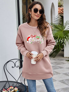 DON'T STOP BELIEVING Graphic Drop Shoulder Sweatshirt (6 Colors)  Krazy Heart Designs Boutique Dusty Pink S 