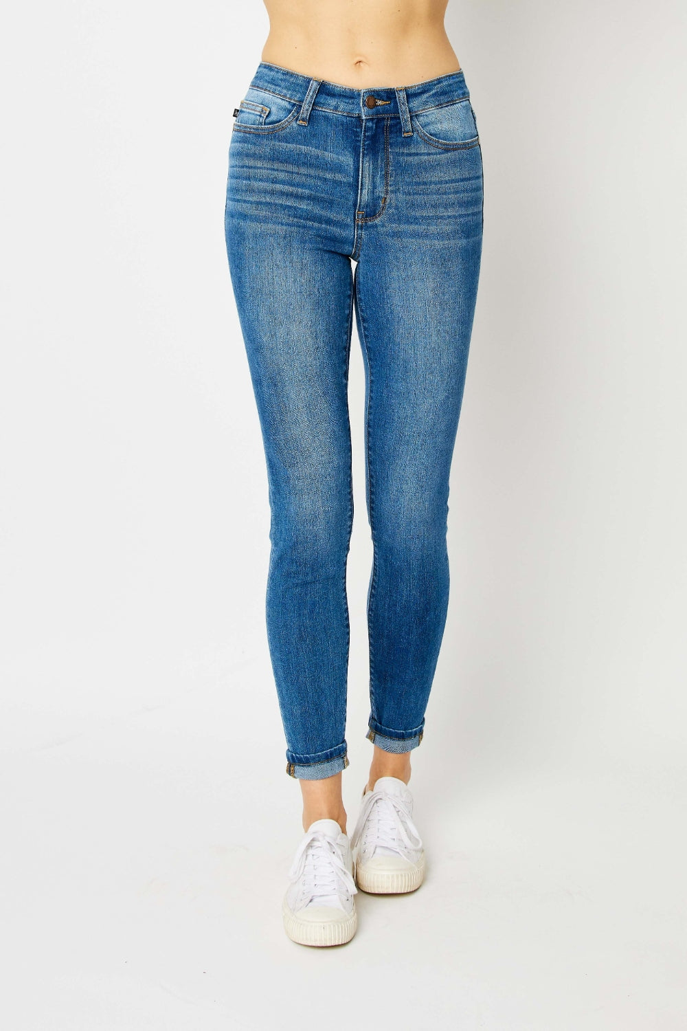 Judy Blue Full Size Cuffed Hem Skinny Jeans pants Krazy Heart Designs Boutique   