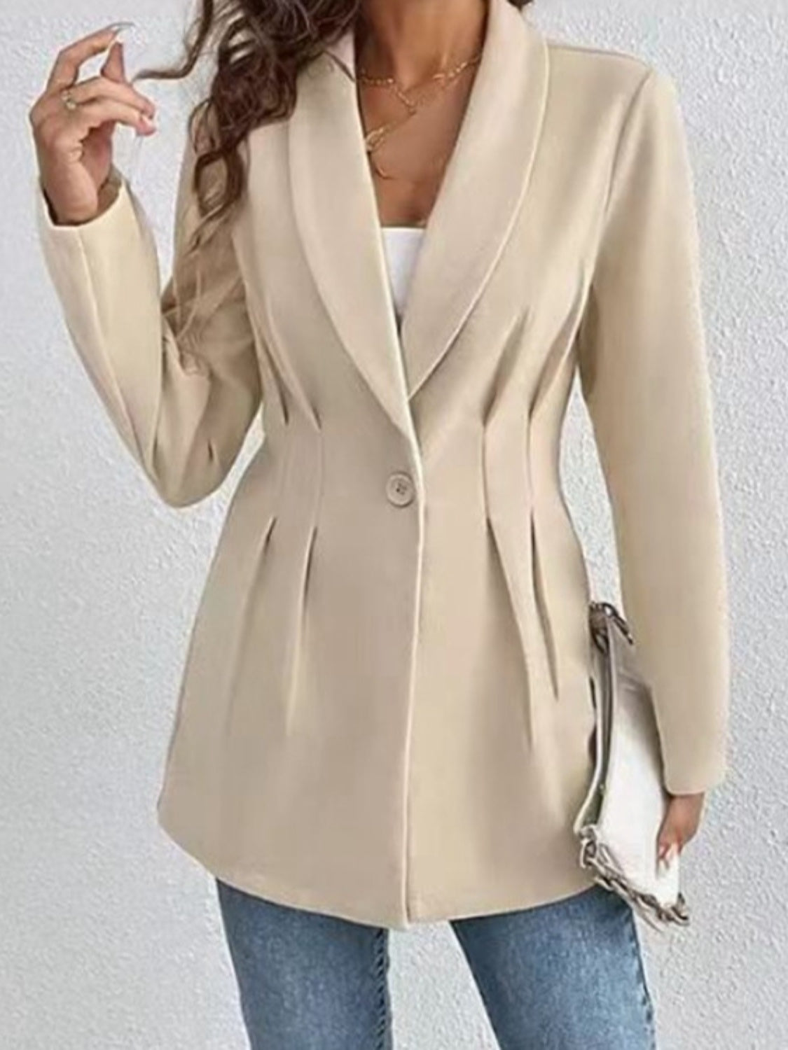 One Button Long Sleeve Blazer Blazer Krazy Heart Designs Boutique