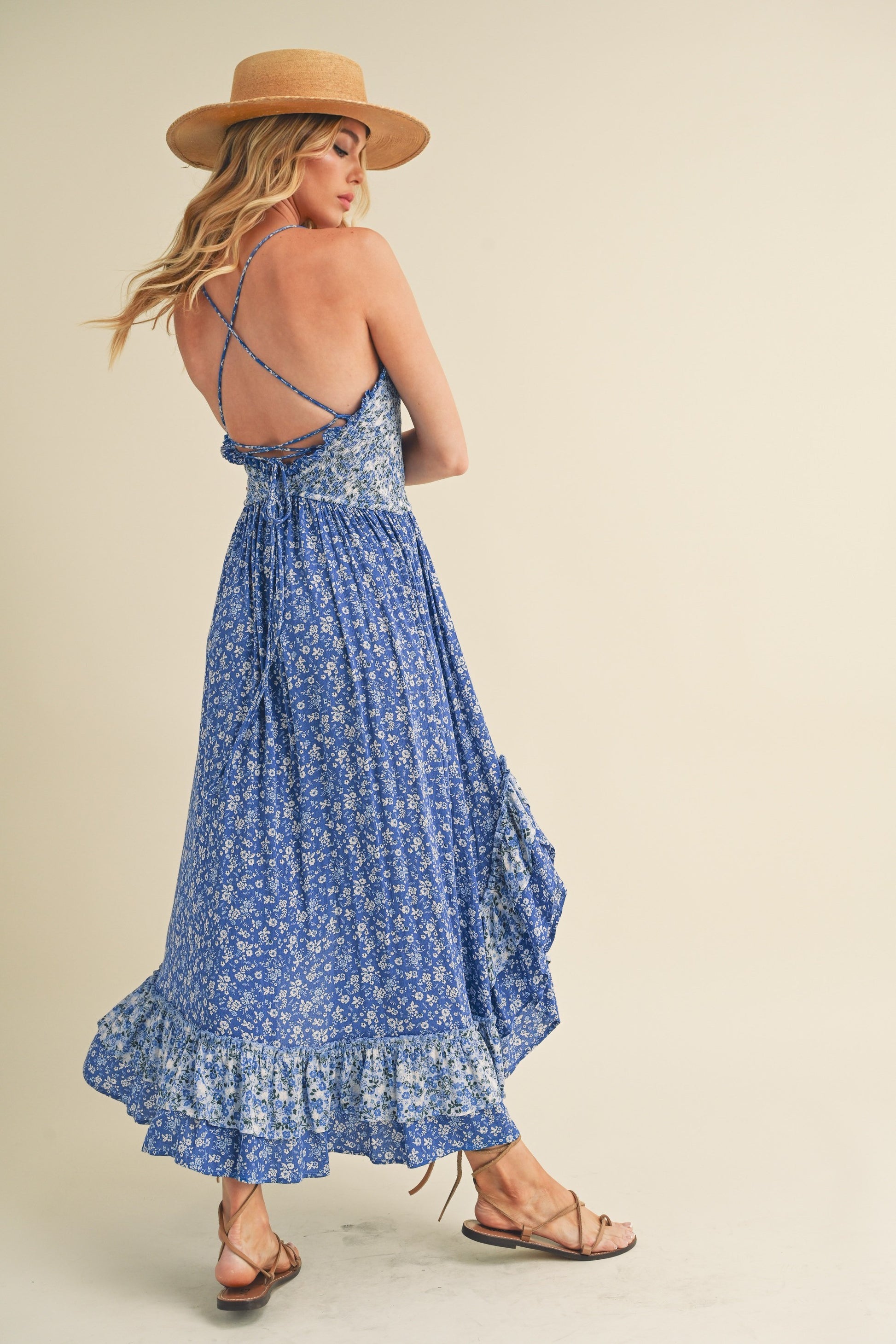 Aemi + Co Ditsy Floral Ruffled Hem Maxi Cami Dress Dress Krazy Heart Designs Boutique