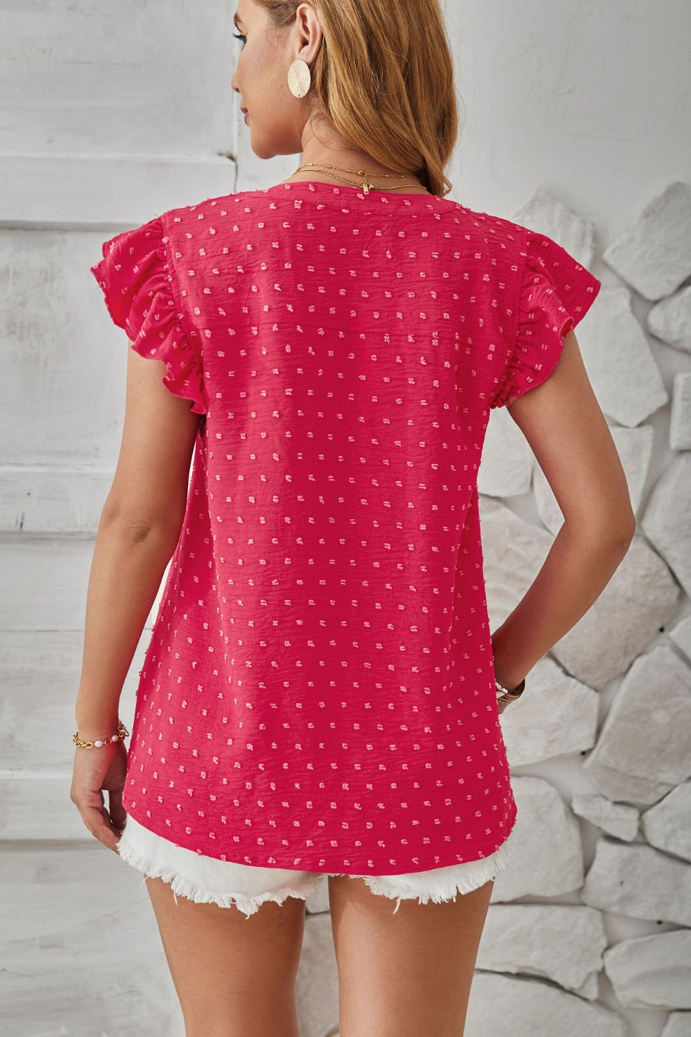 Swiss Dot Ruffled Cap Sleeve Top (4 Colors) Shirts & Tops Krazy Heart Designs Boutique   