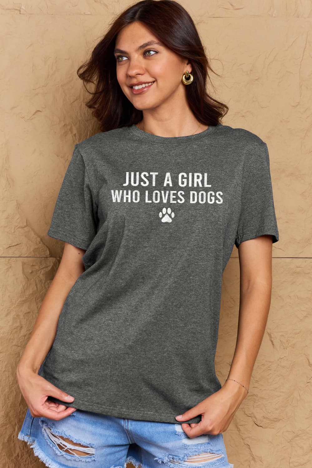 Simply Love Brand-Just a Girl Who Loves Dogs Cotton Tee (5 Colors) T-Shirt Krazy Heart Designs Boutique   