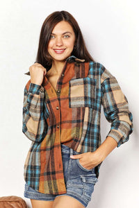 Double Take Plaid Curved Hem Shirt Jacket with Breast Pockets  Krazy Heart Designs Boutique   