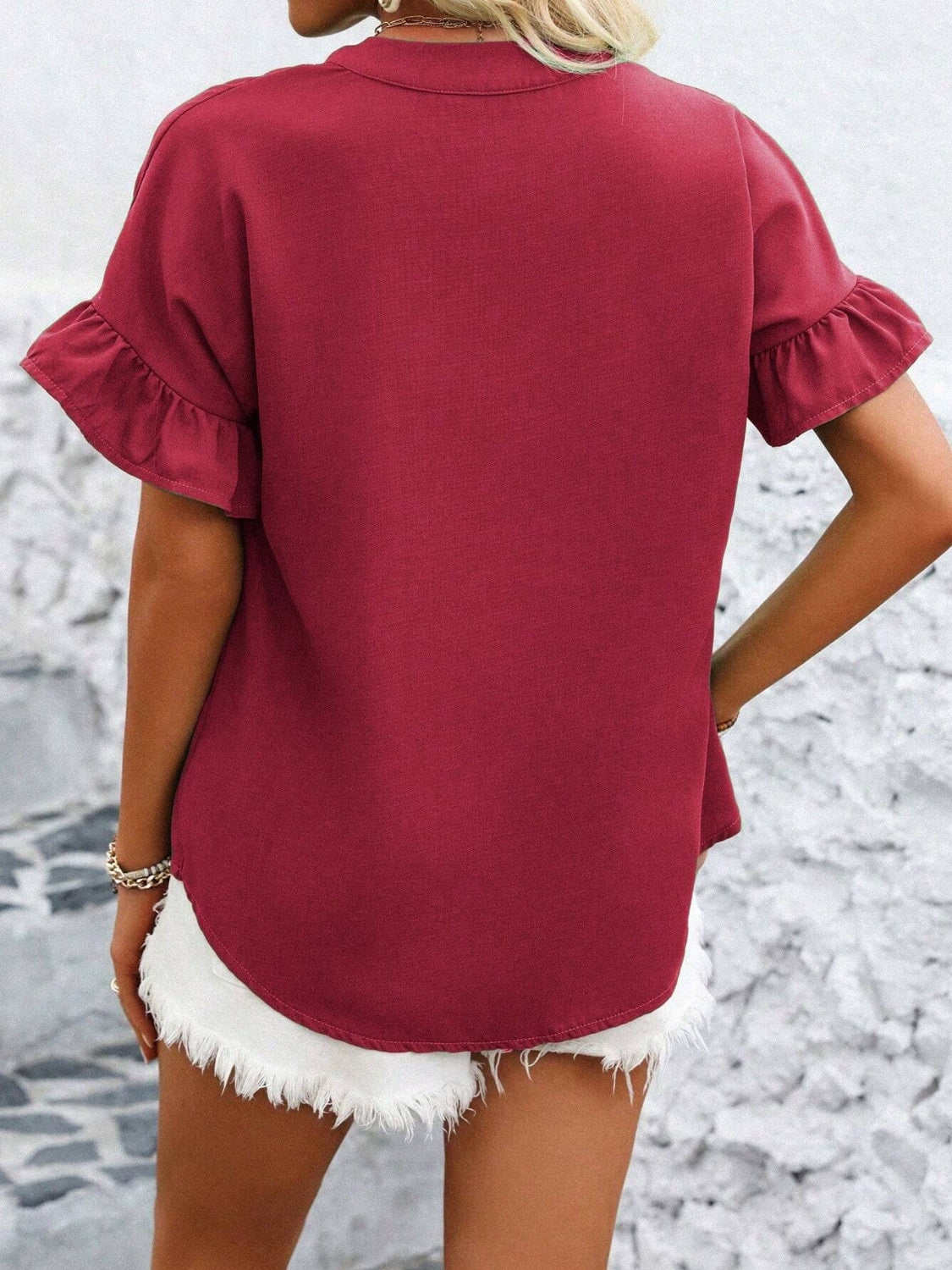 Button Down Ruffled Short Sleeve Shirt (7 Colors) Shirts & Tops Krazy Heart Designs Boutique