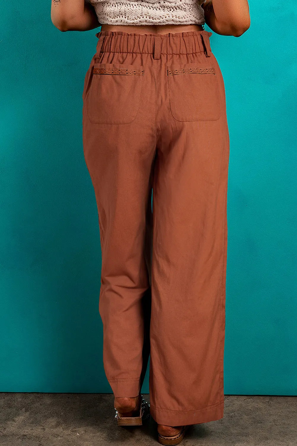 Caramel Color Wide Leg Pants with Pockets pants Krazy Heart Designs Boutique