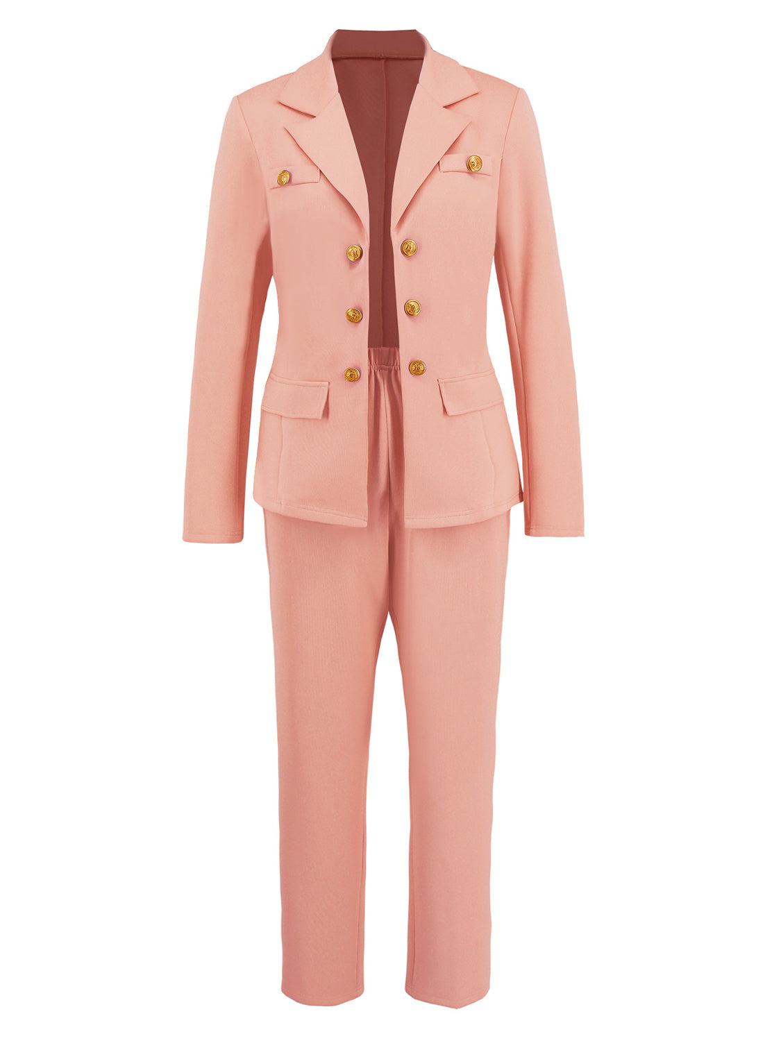 Lapel Collar Long Sleeve Blazer and Pants Set (3 Colors) pantsuit Krazy Heart Designs Boutique