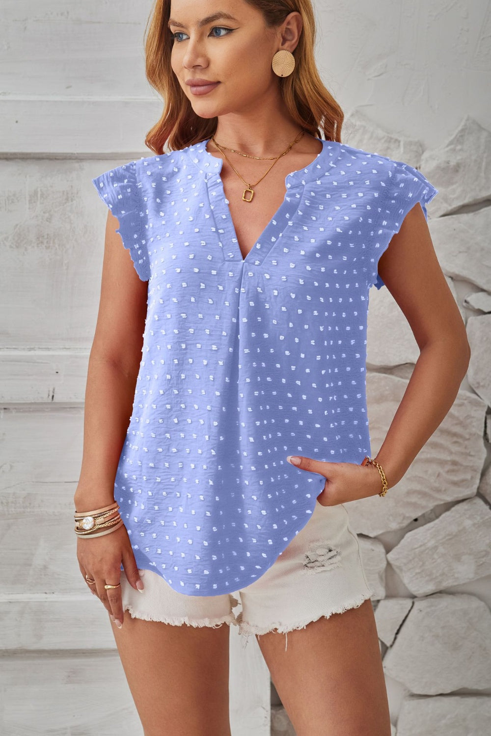 Swiss Dot Ruffled Cap Sleeve Top (4 Colors) Shirts & Tops Krazy Heart Designs Boutique   