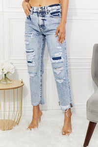 Kancan Kendra High Rise Distressed Straight Jeans  Krazy Heart Designs Boutique Light 1(25) 
