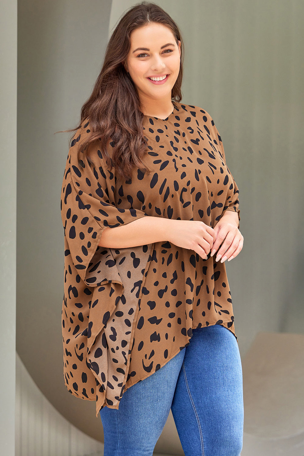 Plus Size Animal Print Handkerchief Hem Blouse  Krazy Heart Designs Boutique   