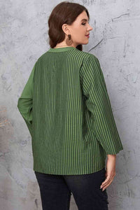 Plus Size Striped Notched Neck Top (2 Colors) Shirts & Tops Krazy Heart Designs Boutique   