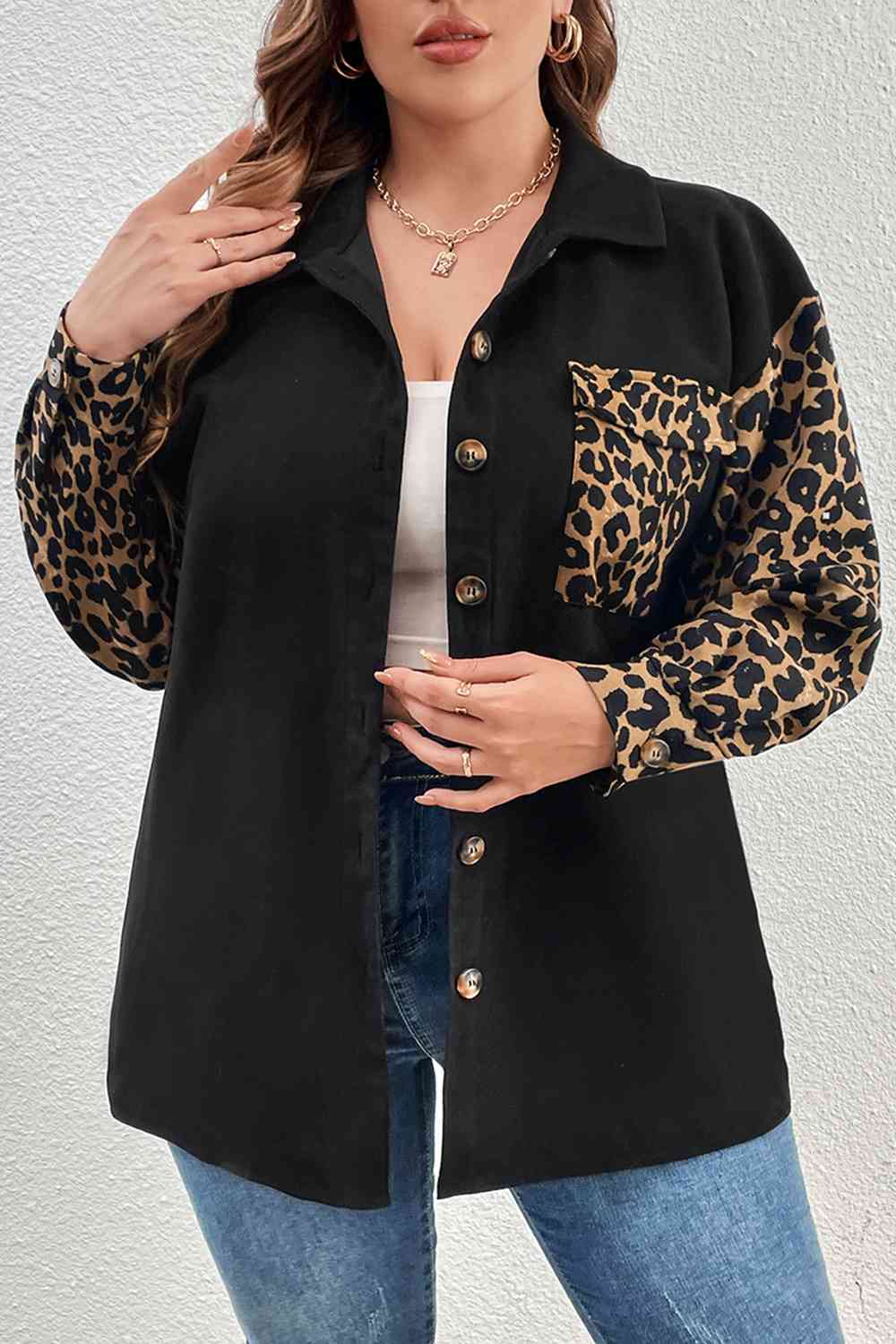 Plus Size Leopard Shacket  Krazy Heart Designs Boutique   