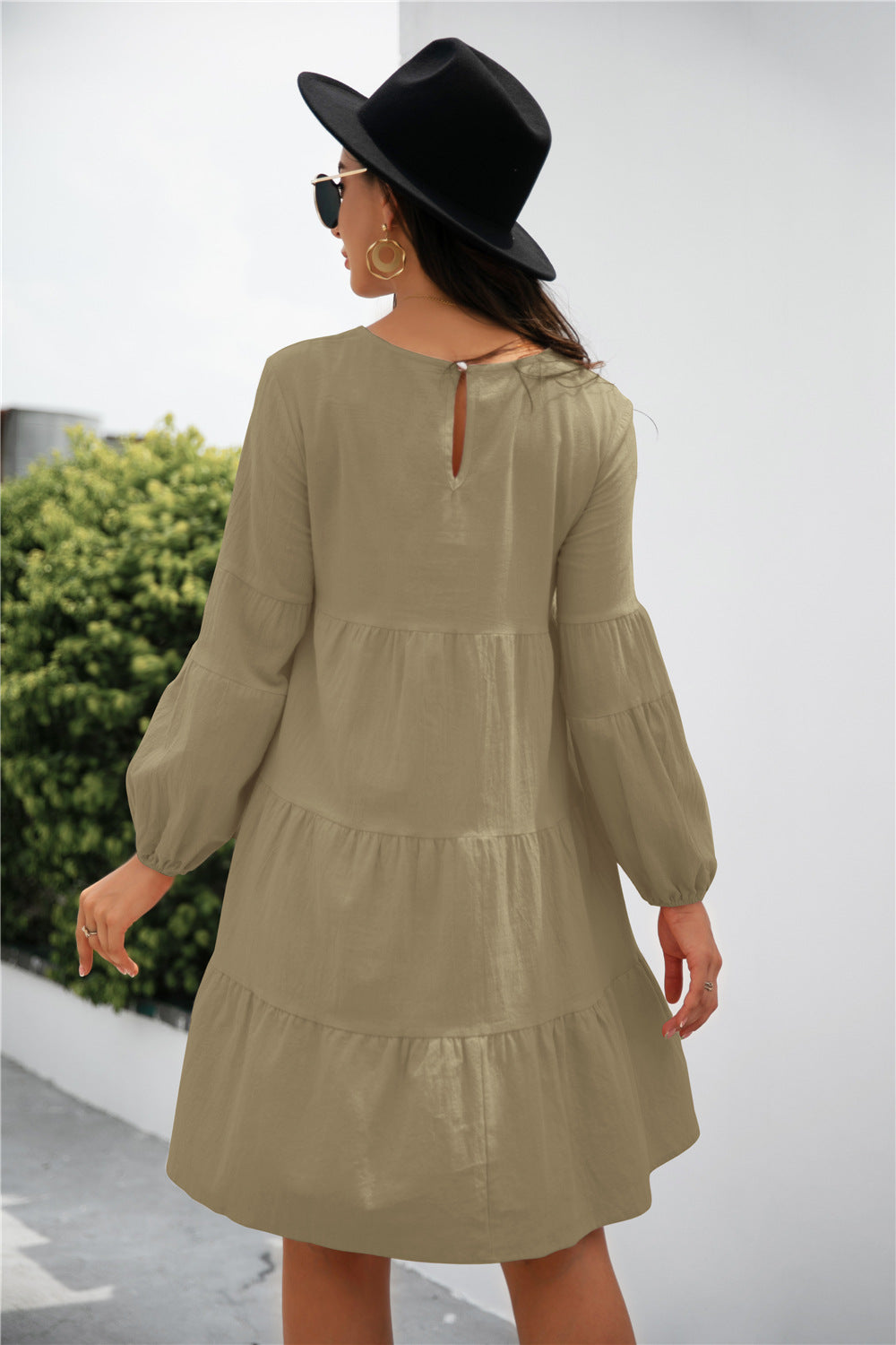 KHD Balloon Sleeve Keyhole Tiered Dress (3 Colors)  Krazy Heart Designs Boutique   