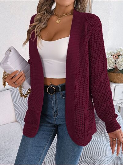 Open Front Ribbed Long Sleeve Cardigan with Pockets (5 Colors) coats Krazy Heart Designs Boutique   