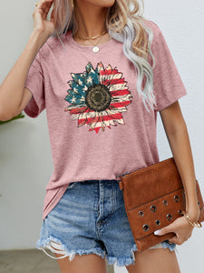 US Flag Flower Graphic Tee (5 Colors)  Krazy Heart Designs Boutique Blush Pink S 
