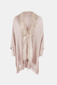 Fringe Open Front Long Sleeve Poncho (6 Colors) coats Krazy Heart Designs Boutique Blush Pink One Size 