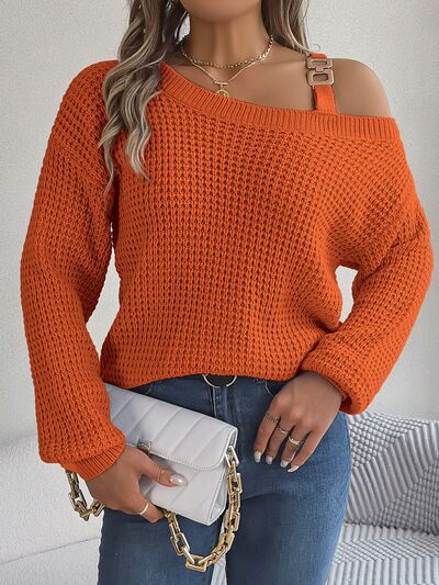 Asymmetrical Neck Long Sleeve Sweater (5 Colors) Shirts & Tops Krazy Heart Designs Boutique Pumpkin S 