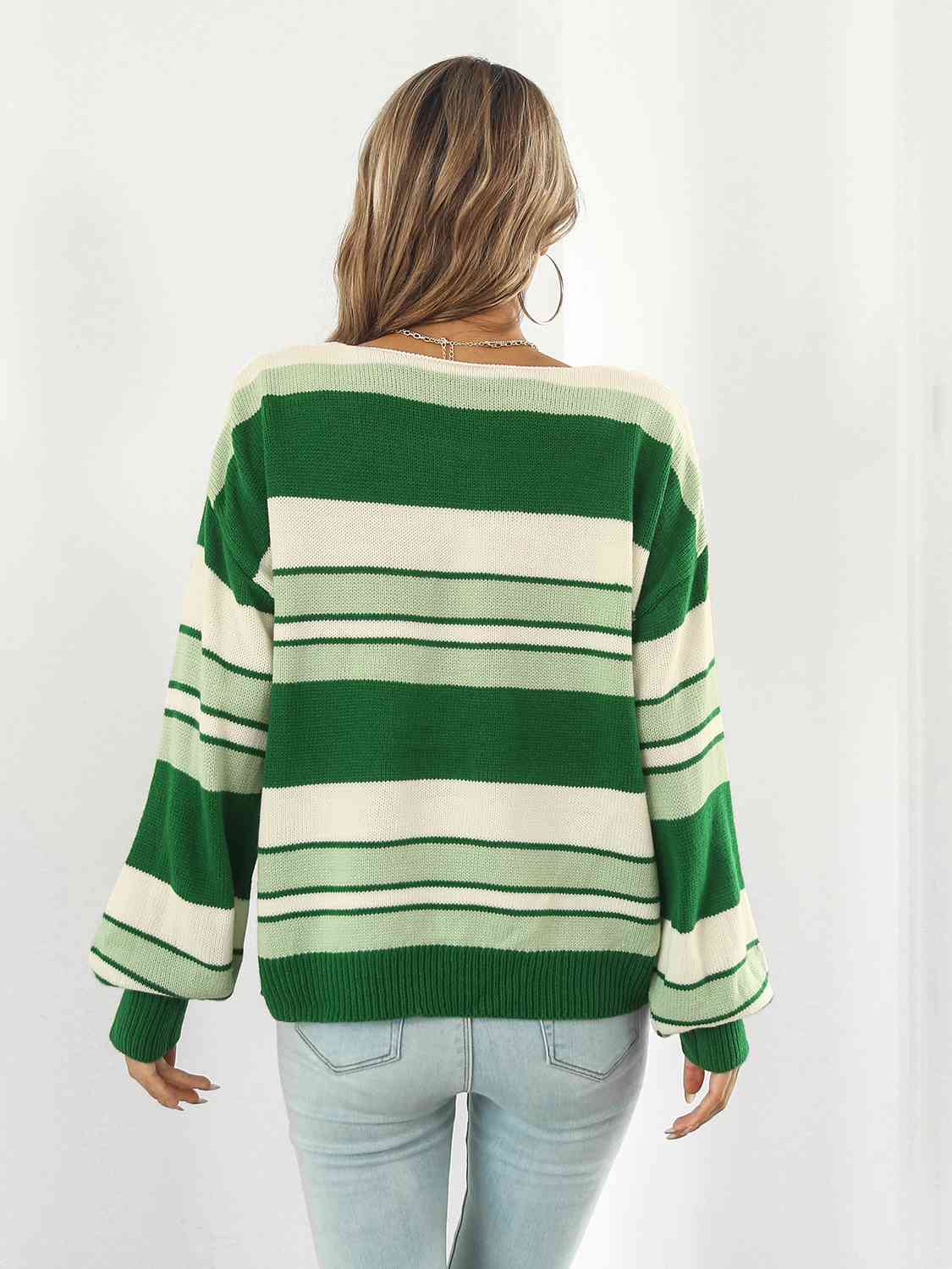 Striped V-Neck Long Sleeve Knit Top(3 Colors)  Krazy Heart Designs Boutique   