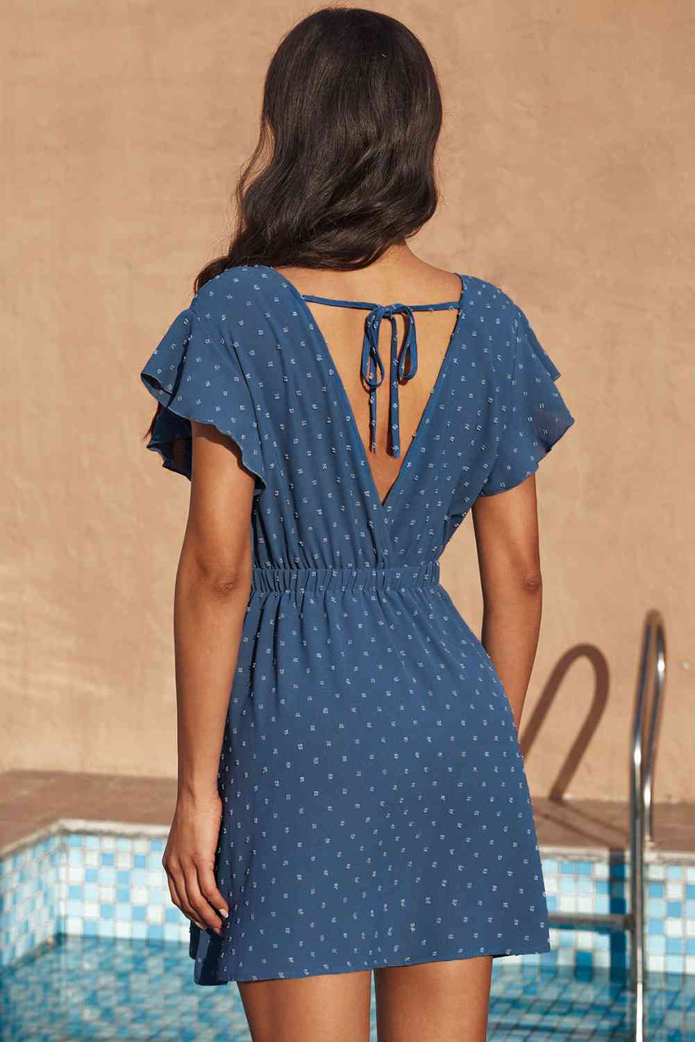 Tie Back Surplice Neck Flutter Sleeve Dress  Krazy Heart Designs Boutique   