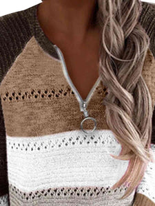 Color Block Half Zip Sweater (4 Colors) Shirts & Tops Krazy Heart Designs Boutique   